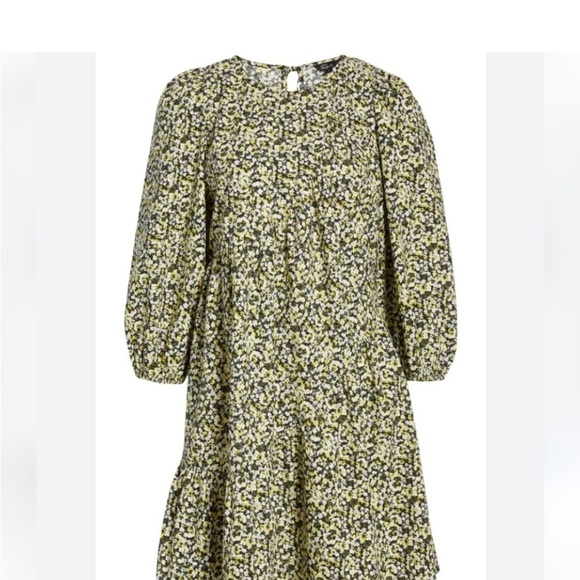 RAILS Louise Chrysanthemum Mini Dress Yellow Black Cotton Flowy Tiered XL NWT - Picture 2 of 16